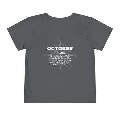 October Dolphin Toddler Tee Kids Birth Month Ocean Tshirt