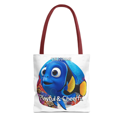 Personalized Kids Blue Tang Beach Tote Bag – Playful & Cheerful – Custom Sea Life Bag with Name