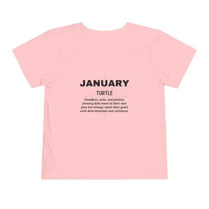 January Turtle Toddler TShirt Kids Birth Month Sea Life Tee