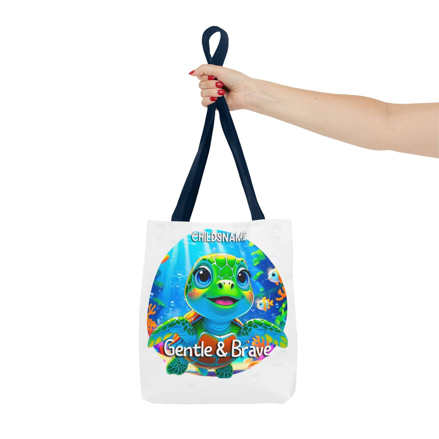 Personalized Kids Turtle Beach Tote Bag – Gentle & Brave – Custom Sea Life Bag with Name