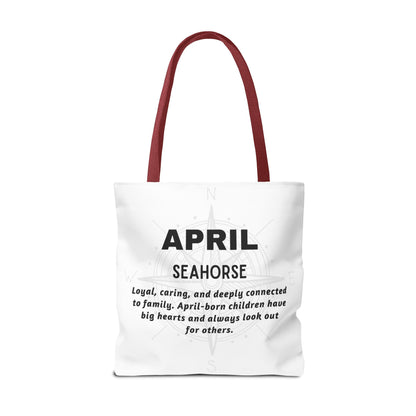 Kids Colorful April Seahorse Birth Month Tote Bag
