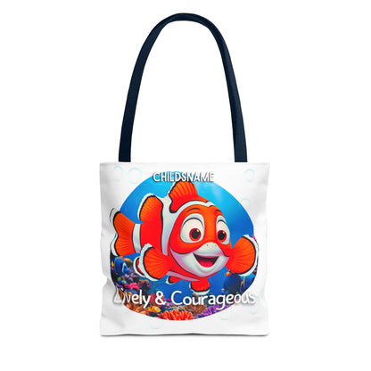 Personalized Kids Clownfish Beach Tote Bag – Lively & Courageous – Custom Sea Life Bag with Name