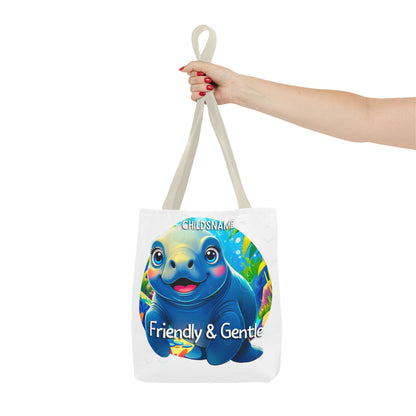Personalized Kids Manatee Beach Tote Bag Friendly & Gentle