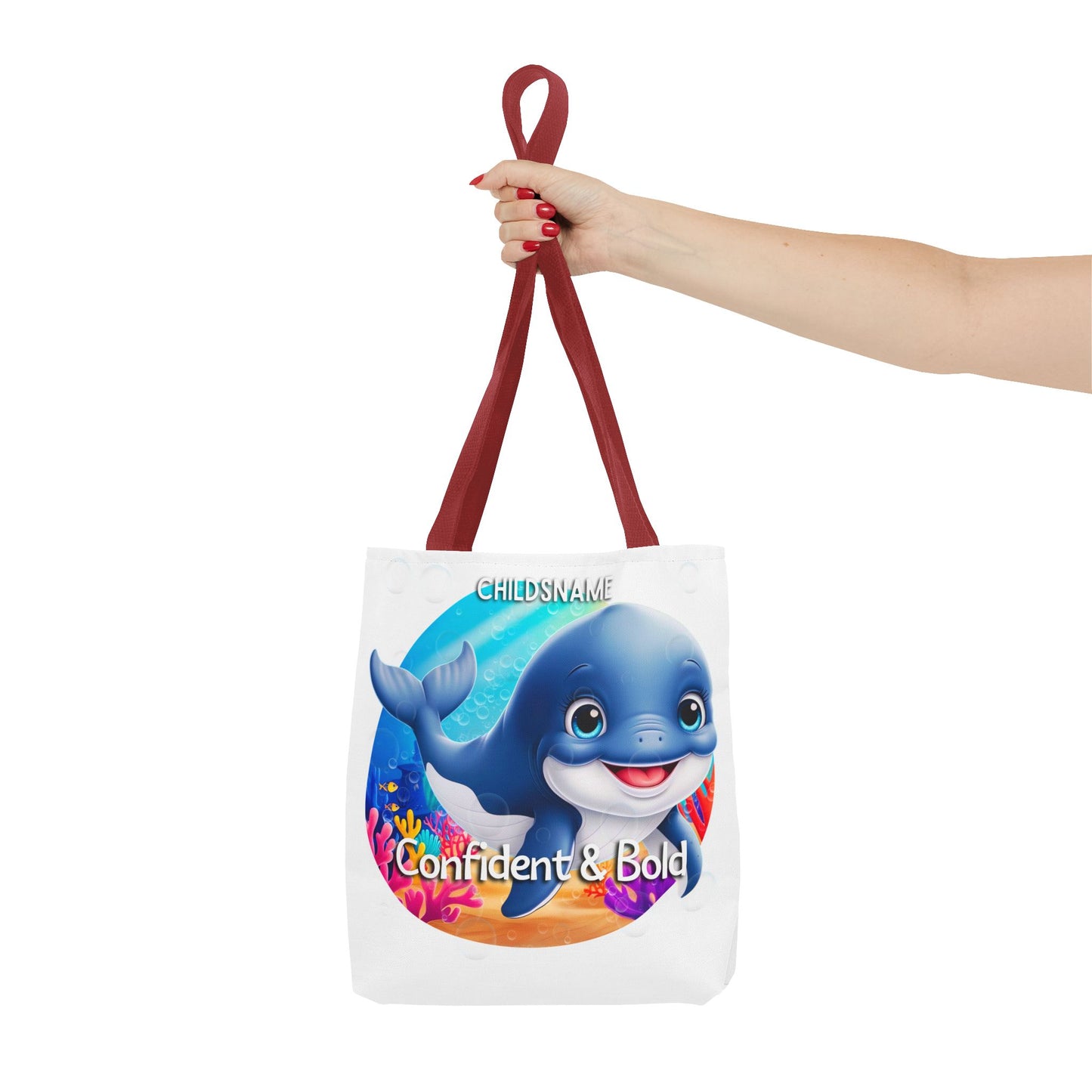 Personalized Kids Whale Beach Tote Bag – Confident & Bold – Custom Sea Life Bag with Name