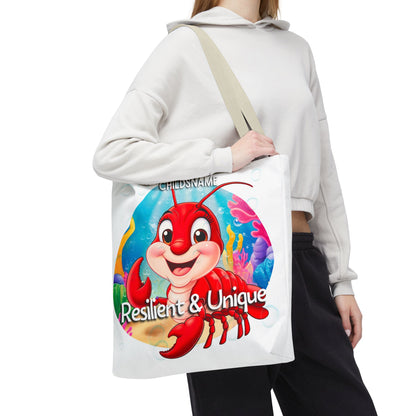 Personalized Kids Lobster Beach Tote Bag – Resilient & Unique – Custom Sea Life Bag with Name