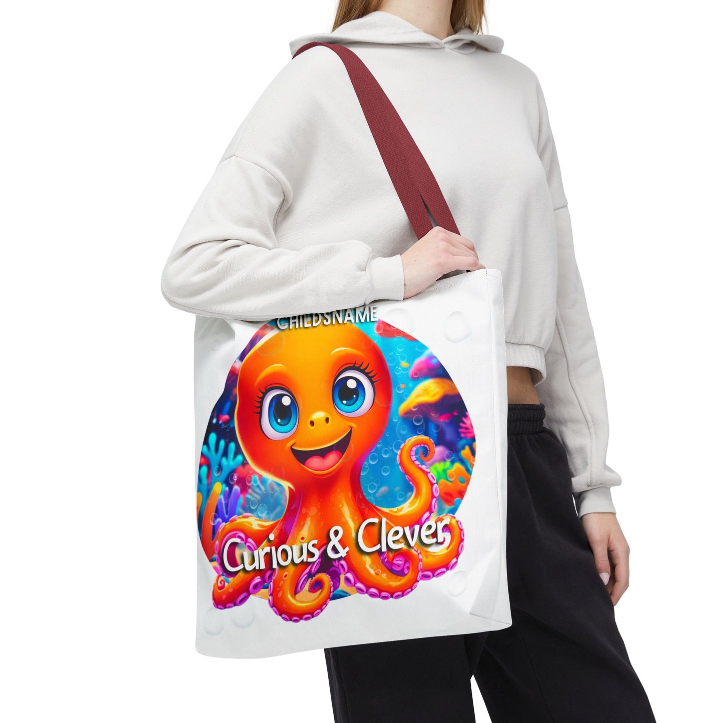 Personalized Kids Octopus Beach Tote Bag Curious & Clever