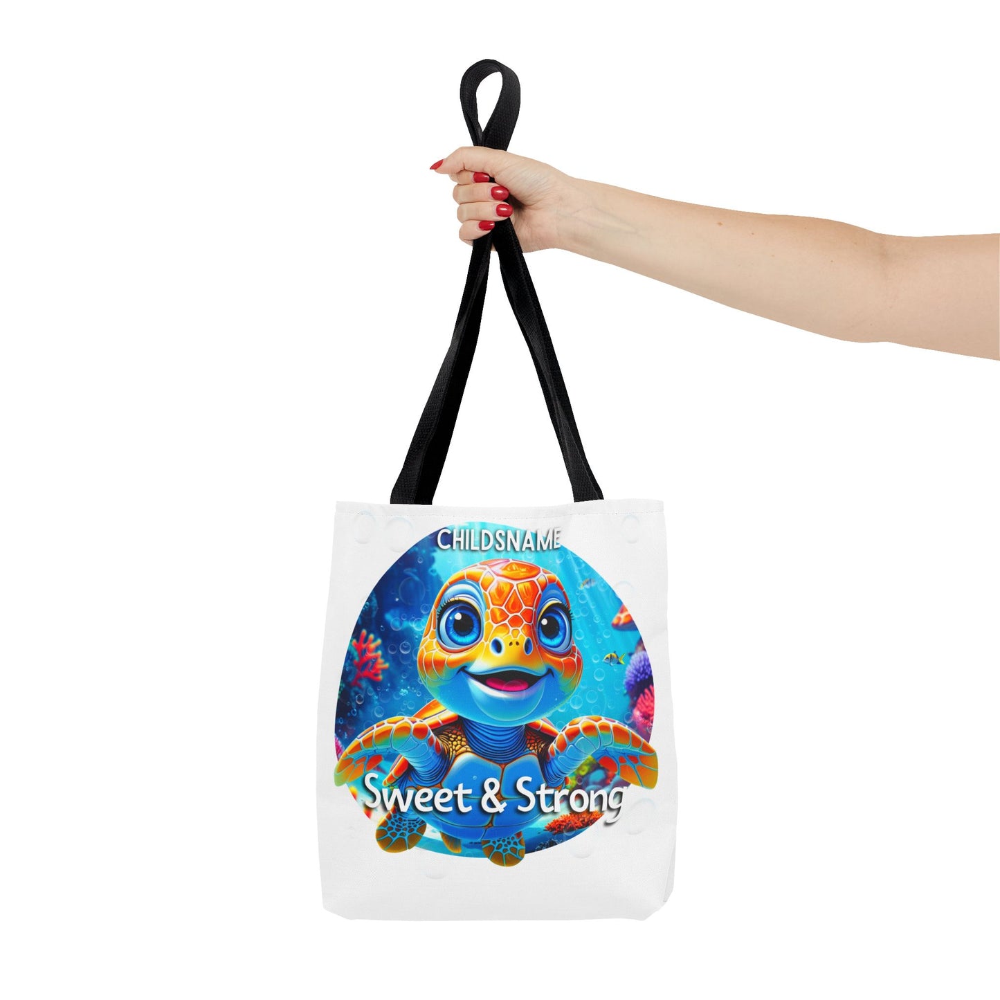 Personalized Kids Turtle Beach Tote Bag Sweet & Strong