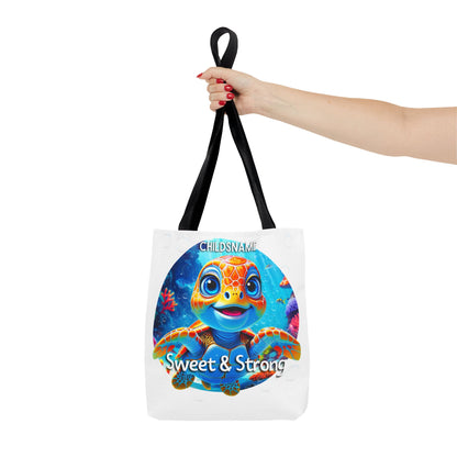 Personalized Kids Turtle Beach Tote Bag Sweet & Strong