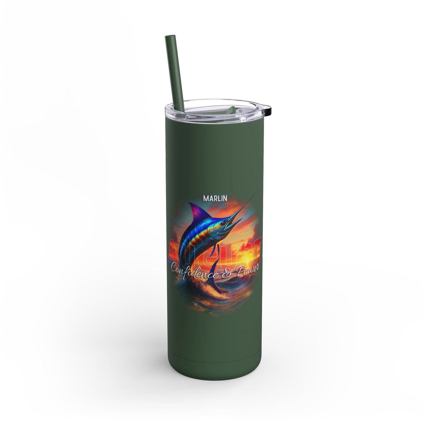 August Birth Month Marlin 20oz Skinny Matte Tumbler – Sleek, Strong & Adventurous Stainless Steel Travel Cup