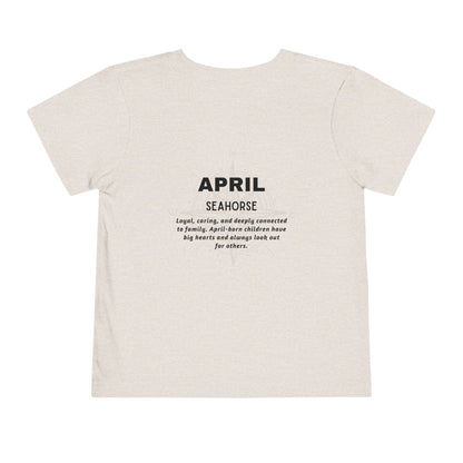 April Seahorse Toddler TShirt Kids Birth Month Ocean Tee