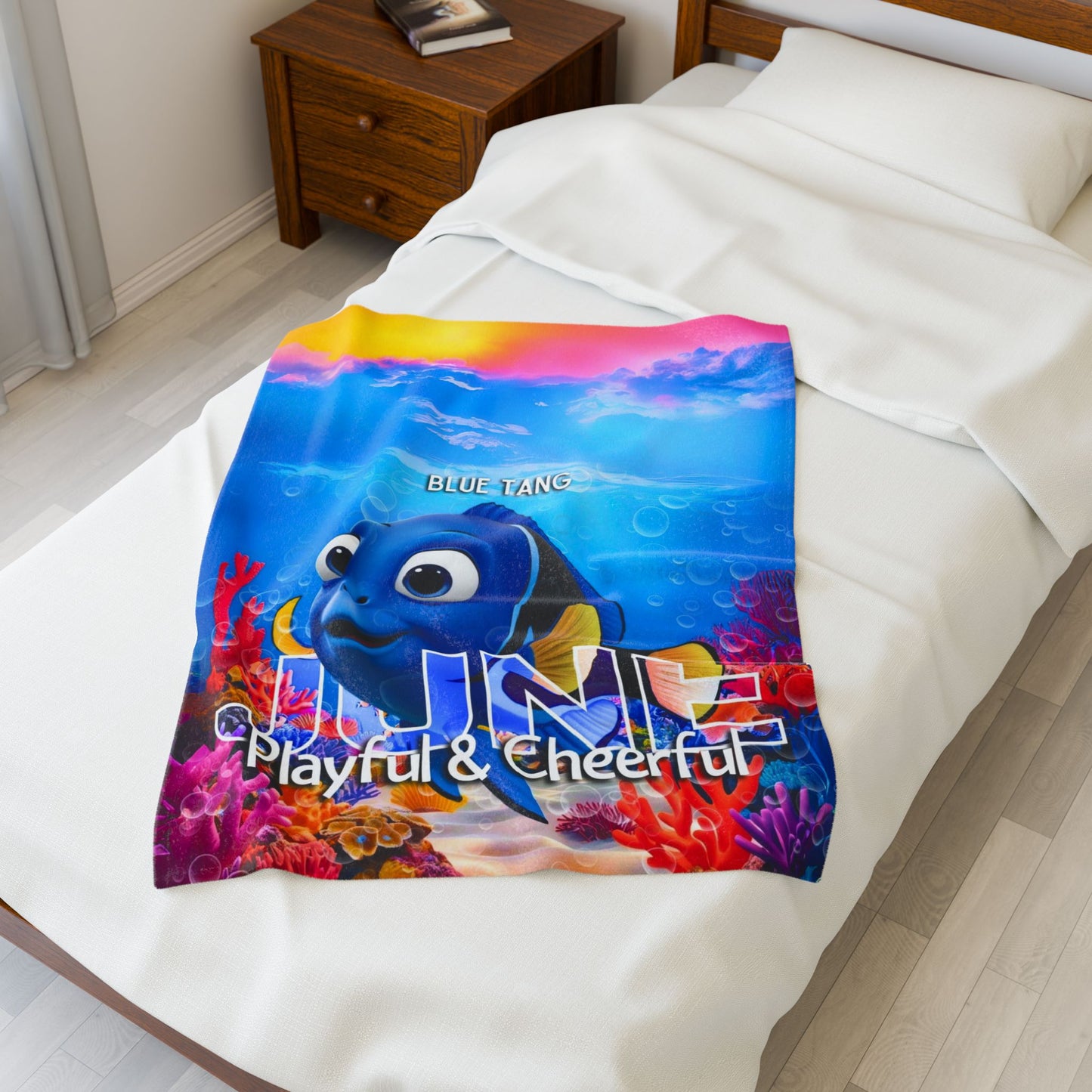 June Blue Tang Kids Blanket – Soft & Vibrant Ocean Blanket for Children