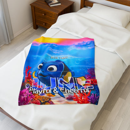 June Blue Tang Kids Blanket – Soft & Vibrant Ocean Blanket for Children