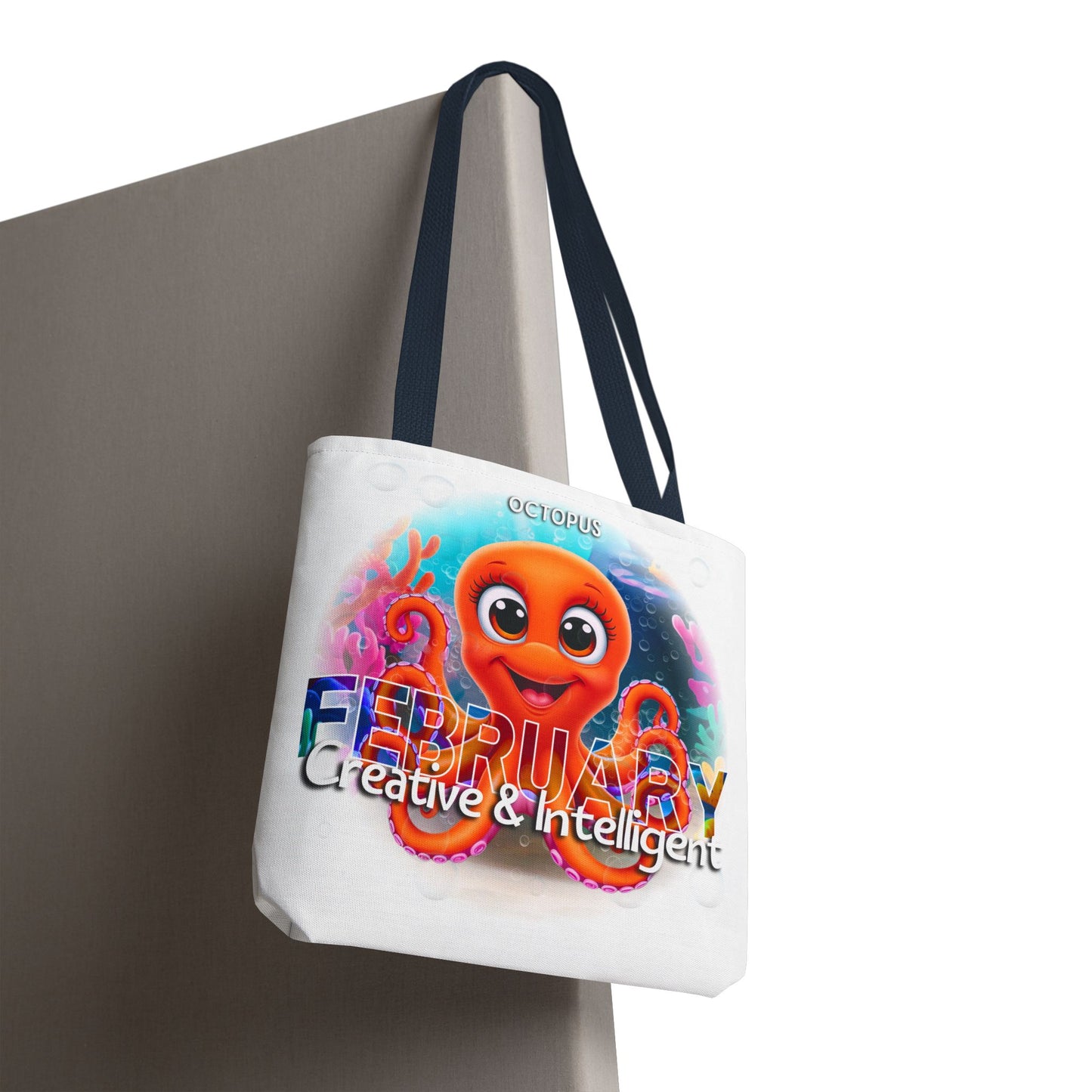 Kids Colorful February Octopus Birth Month Beach Tote Bag
