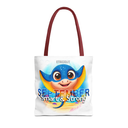 Kids Colorful September Stingray Birth Month Tote Bag