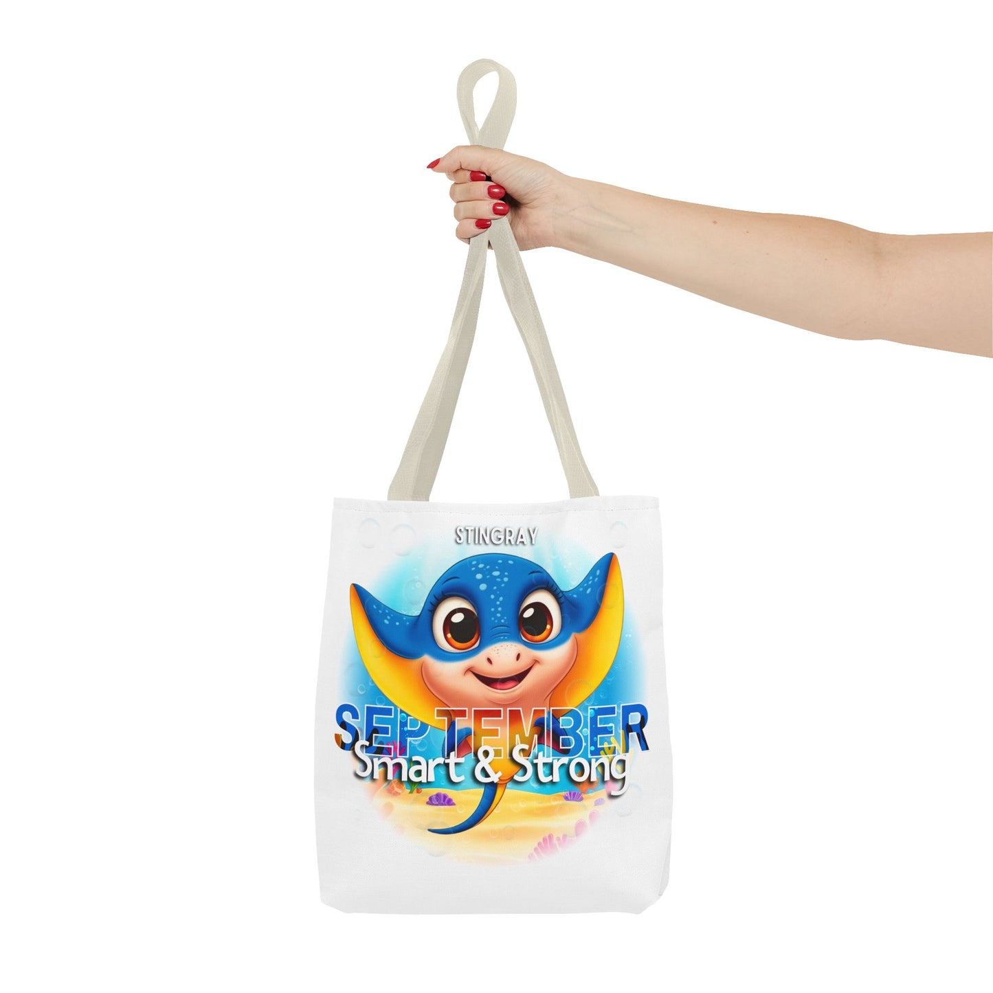 Kids Colorful September Stingray Birth Month Tote Bag