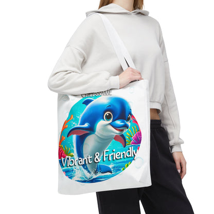 Personalized Kids Dolphin Beach Tote Bag – Vibrant & Friendly – Custom Sea Life Bag with Name