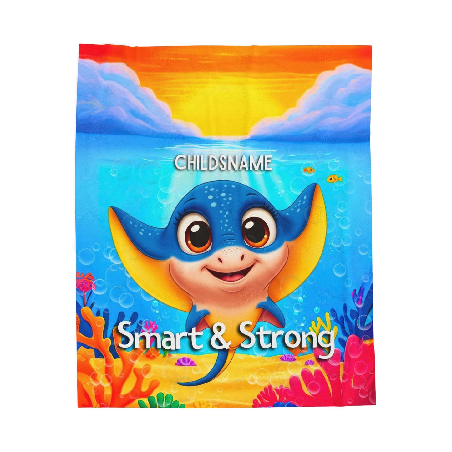 Personalized Kids Stingray Plush Blanket – Smart & Strong