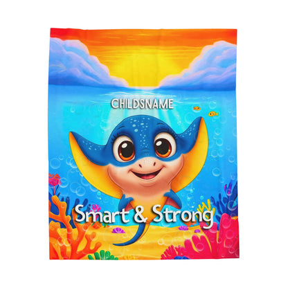 Personalized Kids Stingray Plush Blanket – Smart & Strong