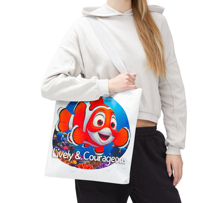 Personalized Kids Clownfish Beach Tote Bag – Lively & Courageous – Custom Sea Life Bag with Name