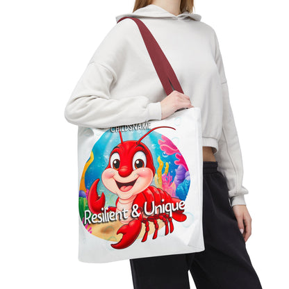 Personalized Kids Lobster Beach Tote Bag – Resilient & Unique – Custom Sea Life Bag with Name