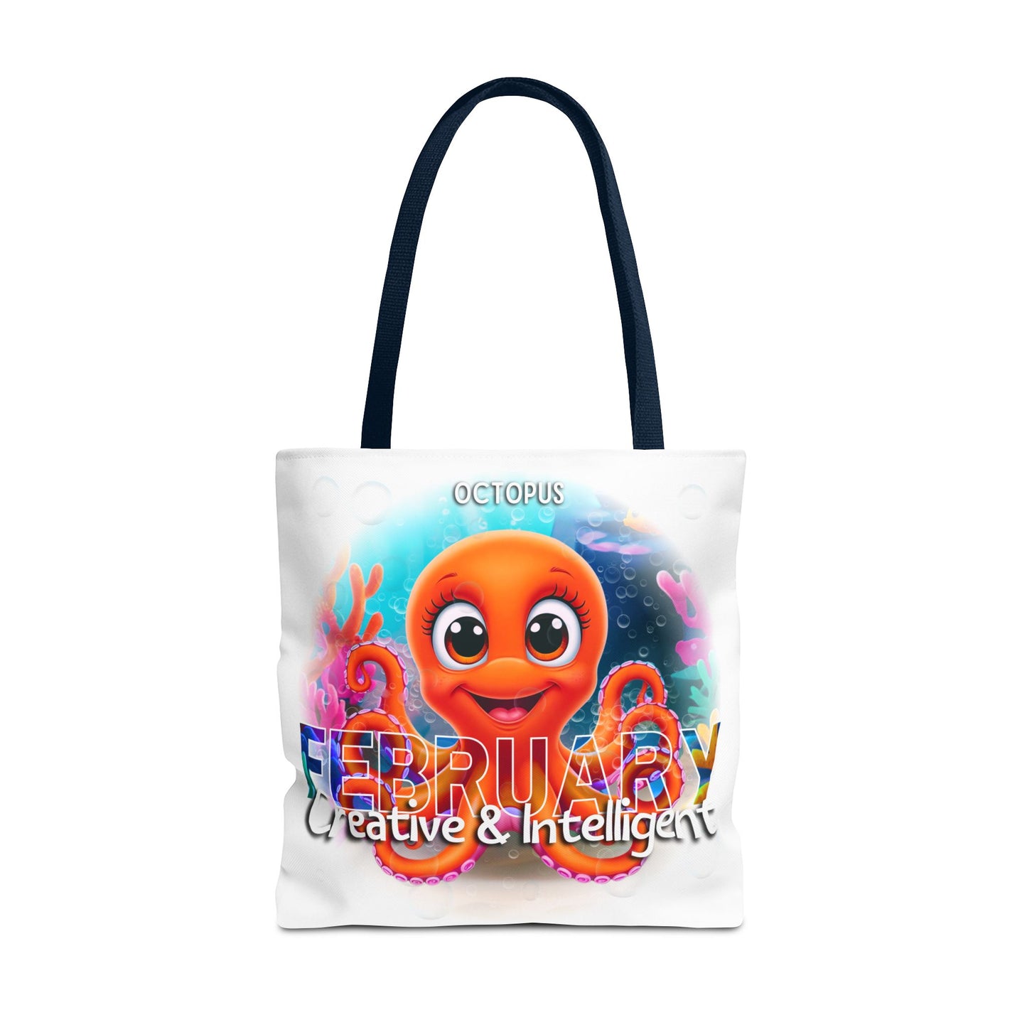 Kids Colorful February Octopus Birth Month Beach Tote Bag