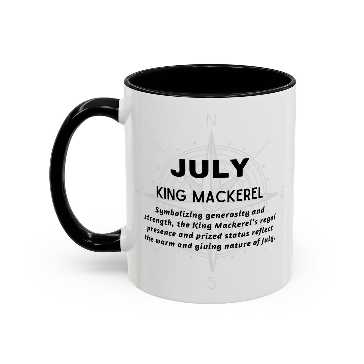 Colorful July King Mackerel Birth Month Accent Coffee Mug with Colored Handle