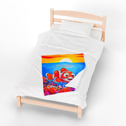 Personalized Kids Clownfish Plush Blanket – Lively & Courageous