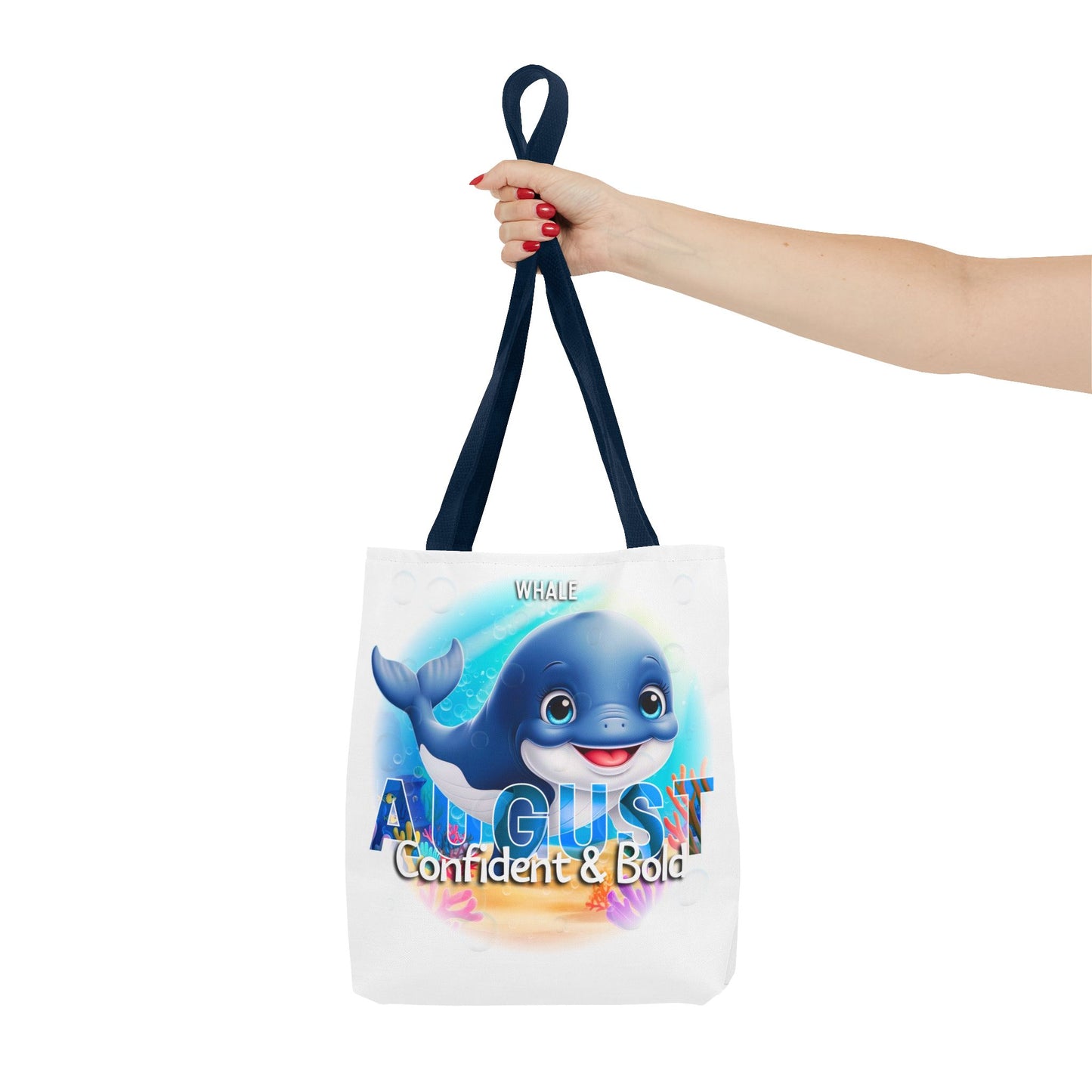 Kids Colorful August Whale Birth Month Tote Bag