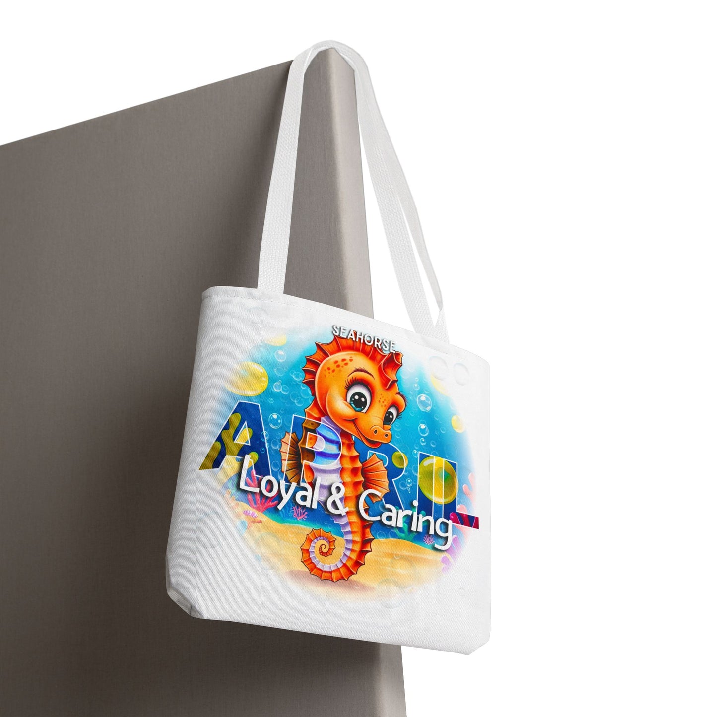Kids Colorful April Seahorse Birth Month Tote Bag