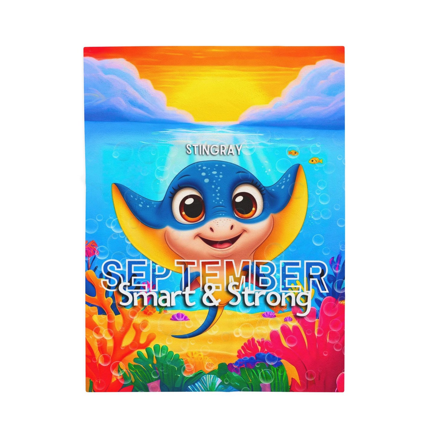 September Stingray Kids Blanket – Soft & Vibrant Stingray Blanket for Children