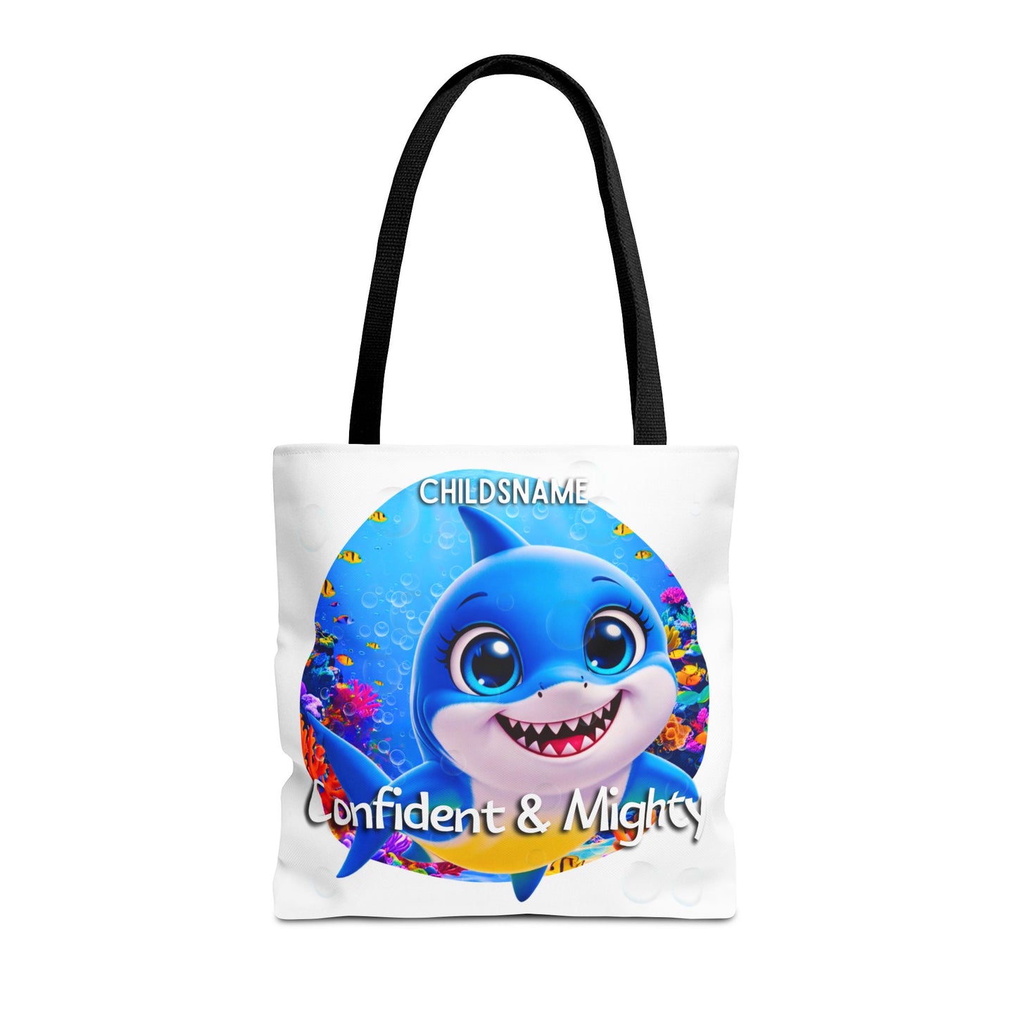 Personalized Kids Shark Beach Tote Bag Confident & Mighty