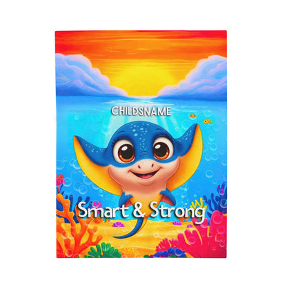 Personalized Kids Stingray Plush Blanket – Smart & Strong