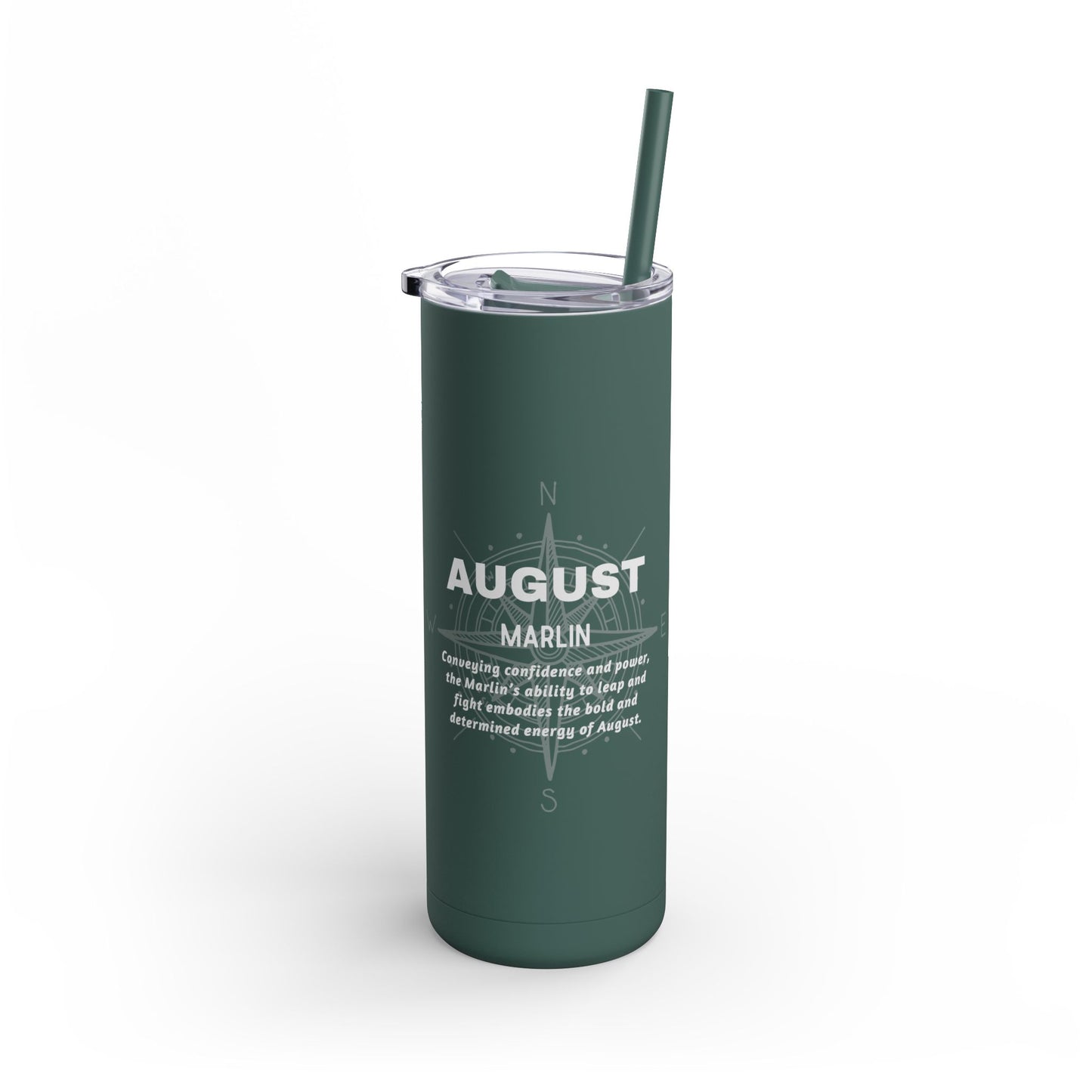 August Birth Month Marlin 20oz Skinny Matte Tumbler – Sleek, Strong & Adventurous Stainless Steel Travel Cup