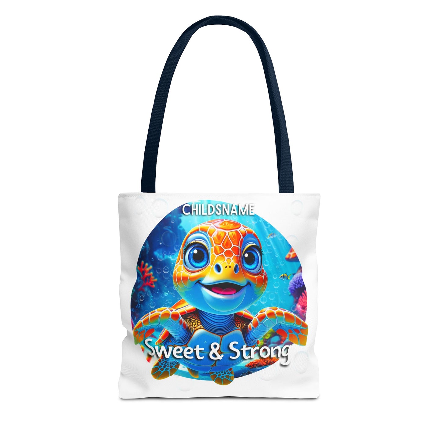 Personalized Kids Turtle Beach Tote Bag Sweet & Strong