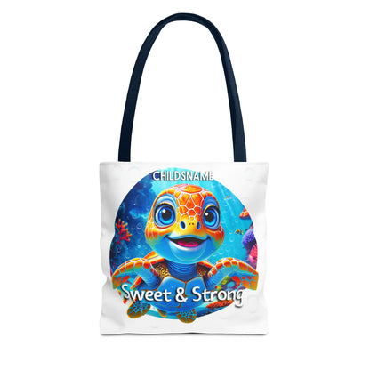Personalized Kids Turtle Beach Tote Bag Sweet & Strong