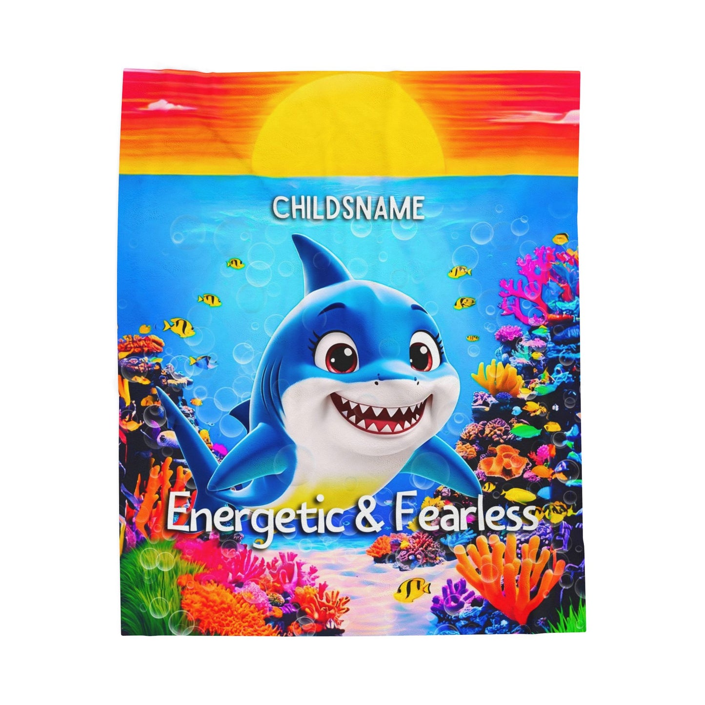 Personalized Kids Shark Plush Blanket – Energetic & Fearless