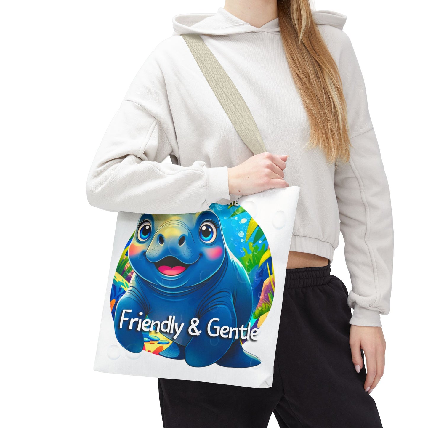 Personalized Kids Manatee Beach Tote Bag Friendly & Gentle