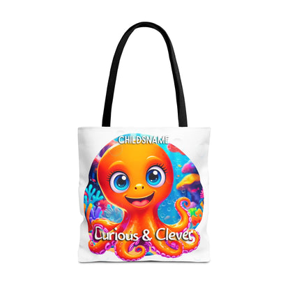 Personalized Kids Octopus Beach Tote Bag Curious & Clever