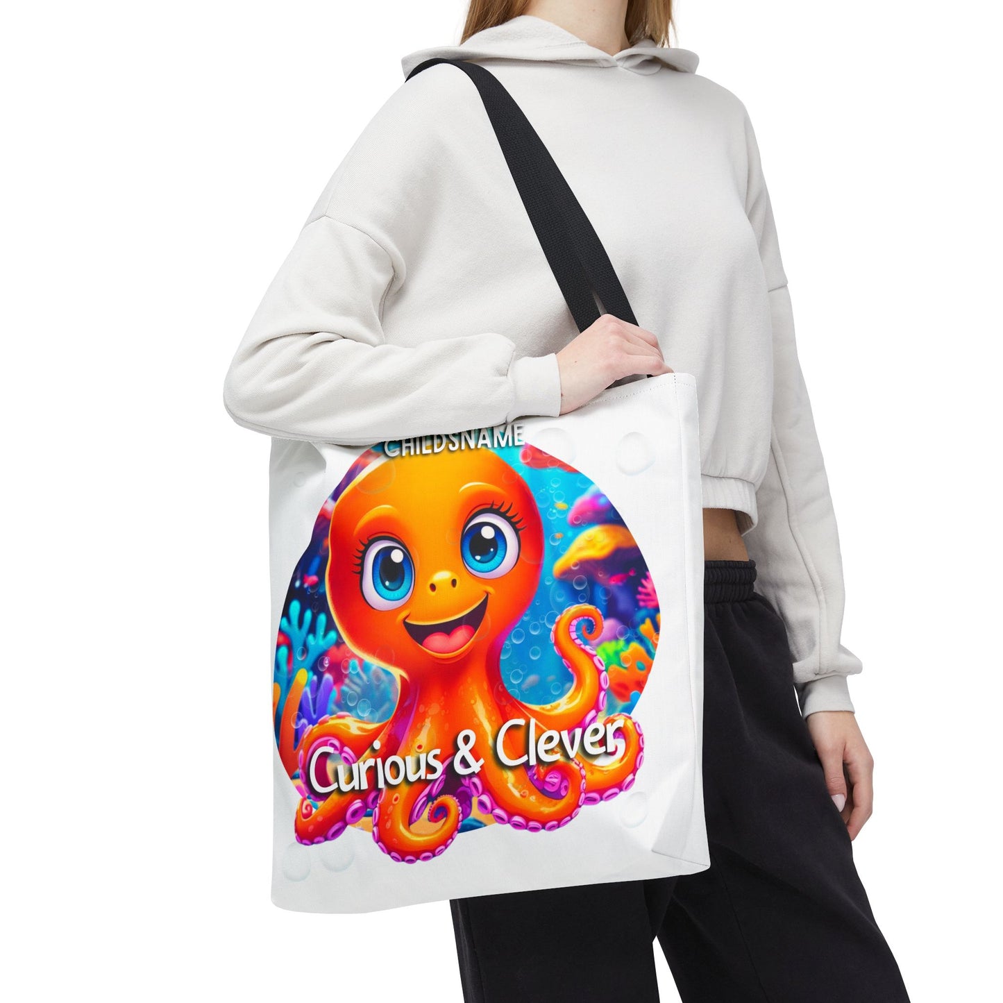 Personalized Kids Octopus Beach Tote Bag Curious & Clever