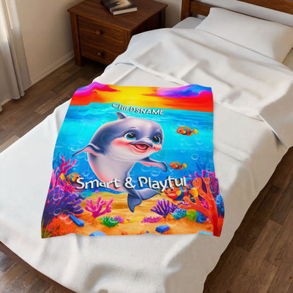 Personalized Kids Shark Plush Blanket Smart & Playful