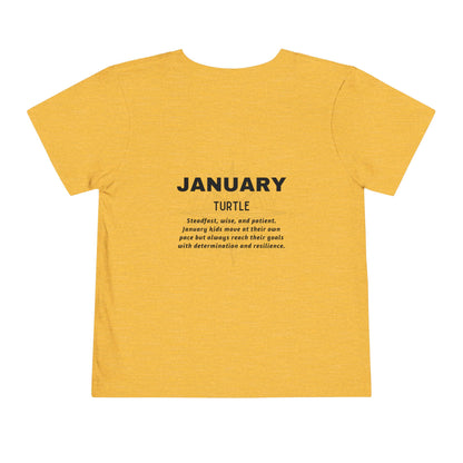 January Turtle Toddler TShirt Kids Birth Month Sea Life Tee