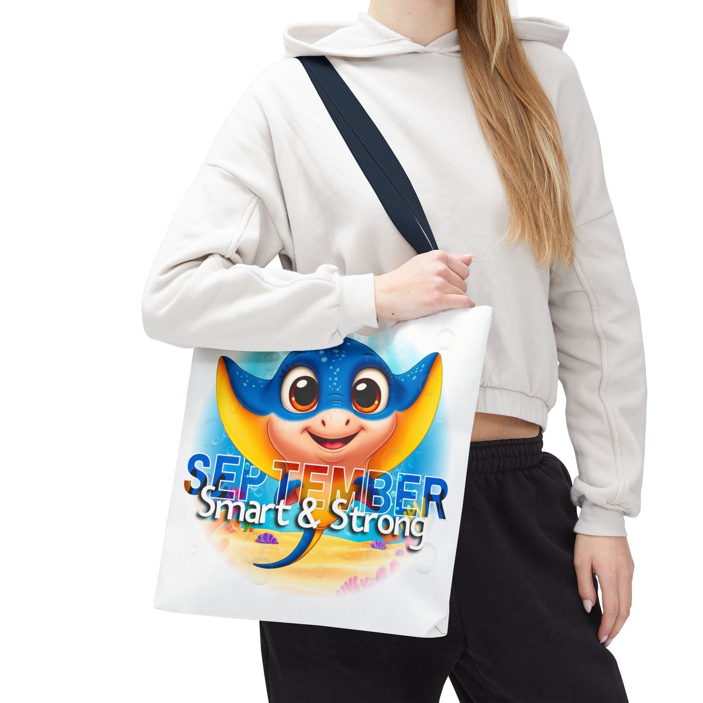 Kids Colorful September Stingray Birth Month Tote Bag