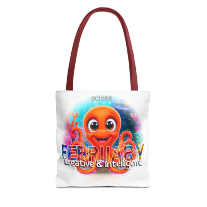 Kids Colorful February Octopus Birth Month Beach Tote Bag
