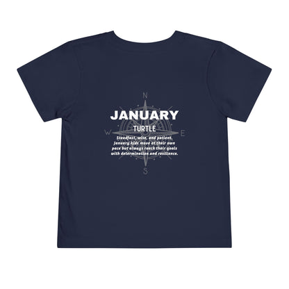 January Turtle Toddler TShirt Kids Birth Month Sea Life Tee