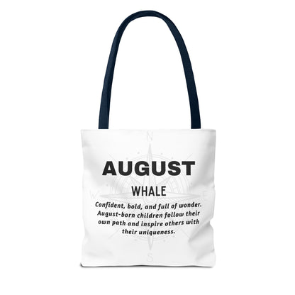 Kids Colorful August Whale Birth Month Tote Bag