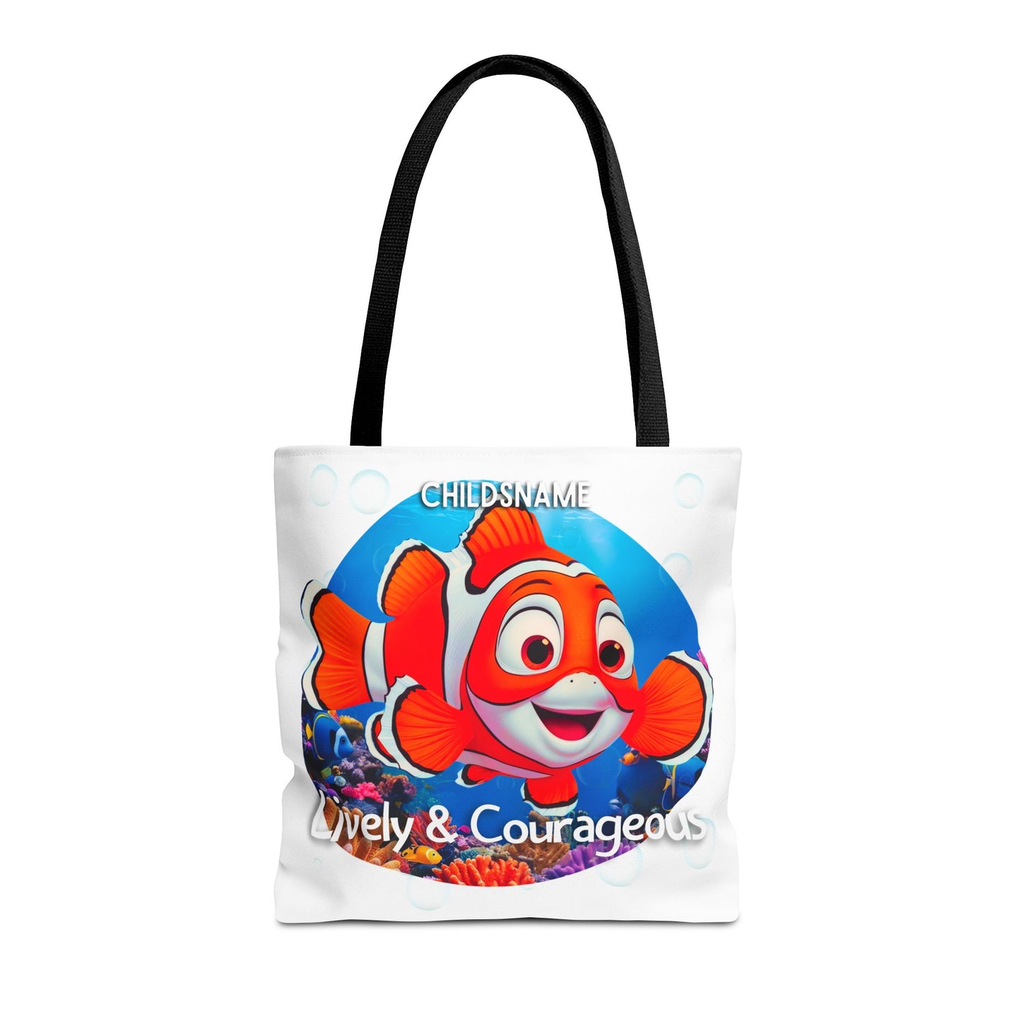 Personalized Kids Clownfish Beach Tote Bag – Lively & Courageous – Custom Sea Life Bag with Name