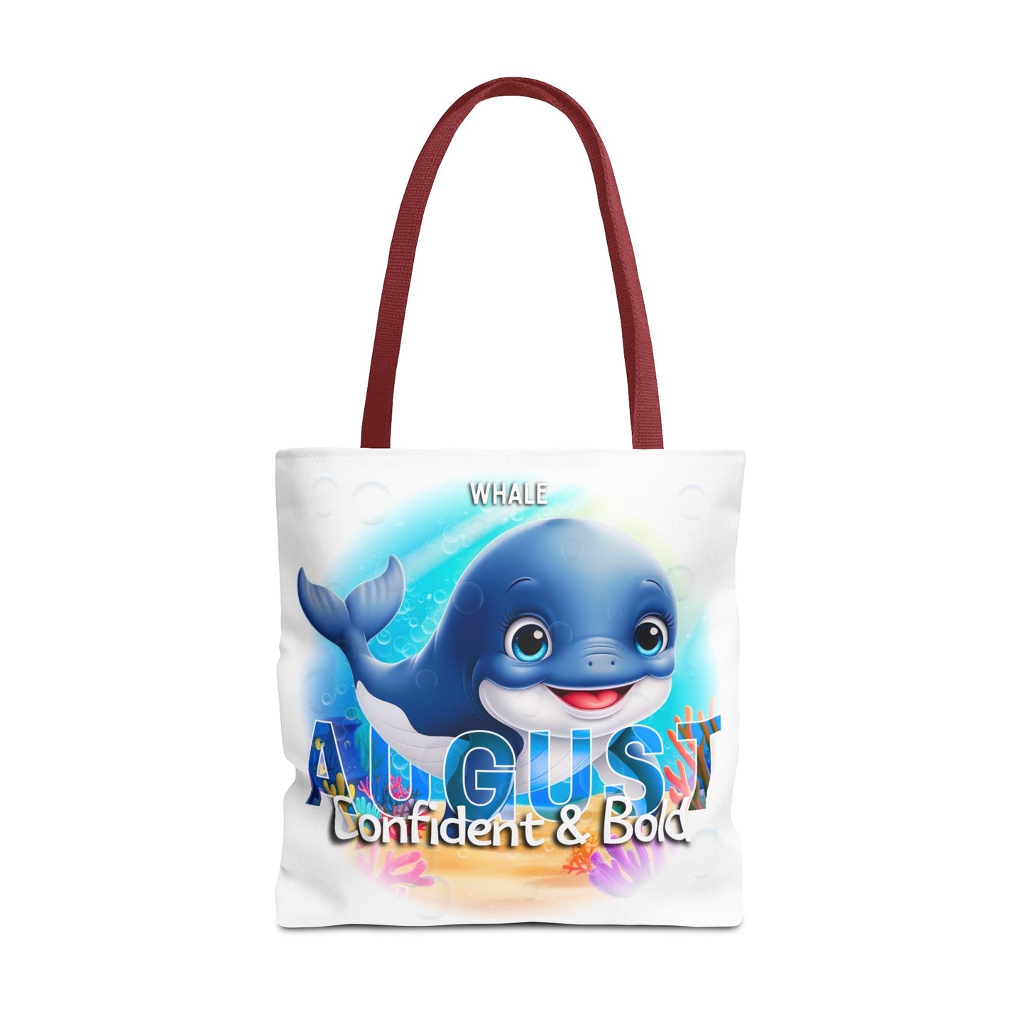 Kids Colorful August Whale Birth Month Tote Bag