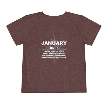 January Turtle Toddler TShirt Kids Birth Month Sea Life Tee