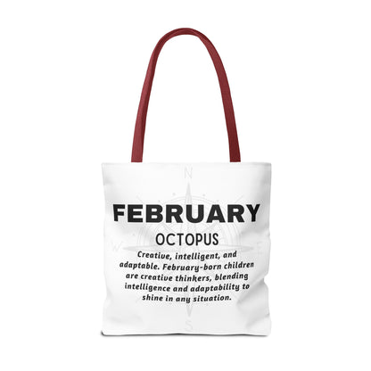 Kids Colorful February Octopus Birth Month Beach Tote Bag