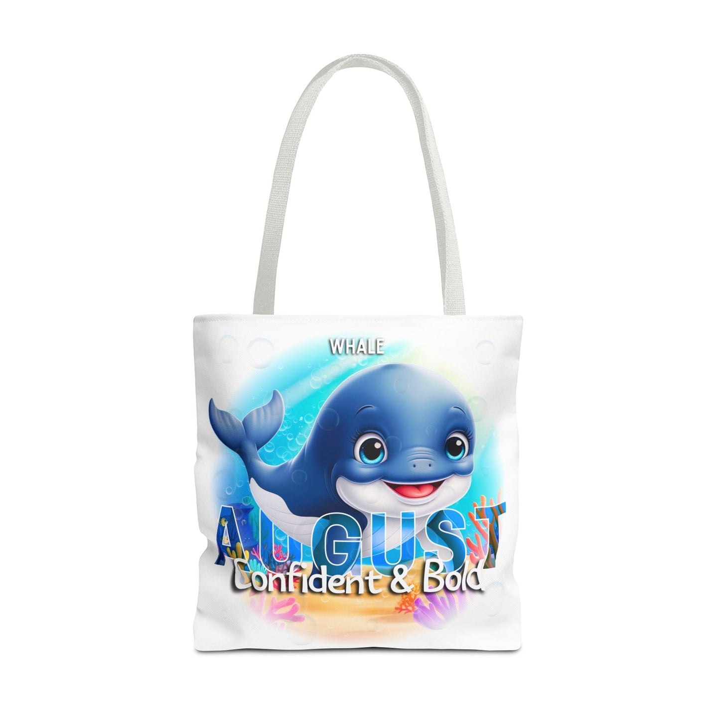 Kids Colorful August Whale Birth Month Tote Bag